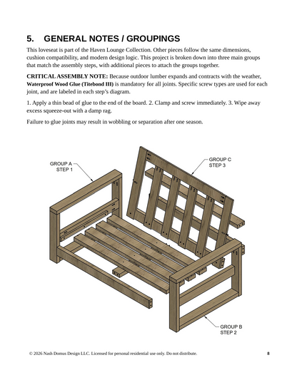 Haven Loveseat Digital Build Plan